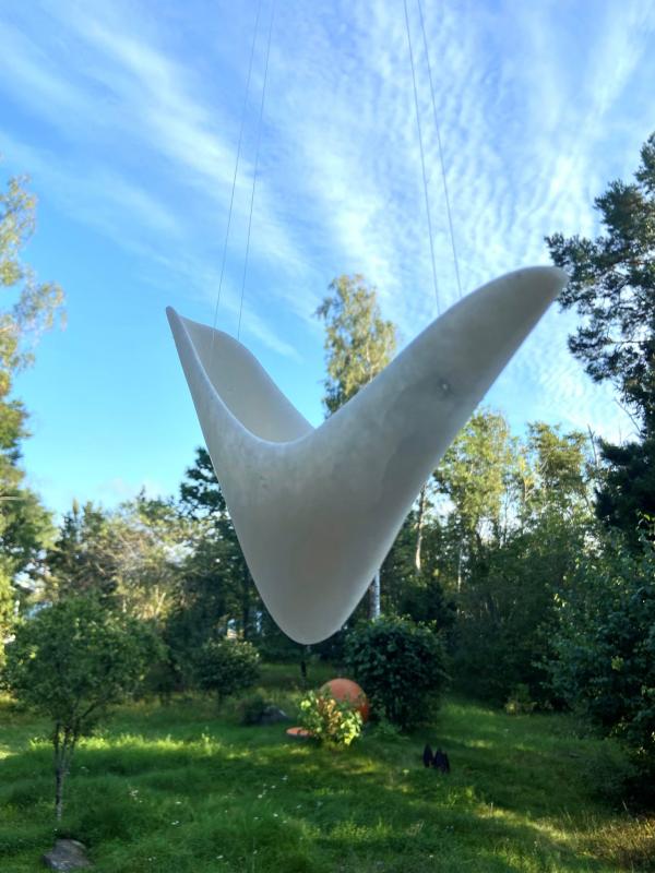 Hängande form 30 cm lång, alabaster agata