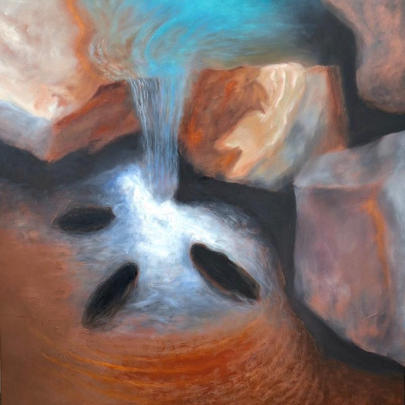 Heta Toivanen, Muinainen, öljyväri kankaalle,100x100cm,2024, kuvaaja Heta Toivanen