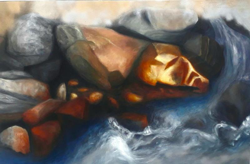 Heta Toivanen,Rapsakka, akryyli/öljyväri kankaalle,80x100cm, 2022, kuvaaja Heta Toivanen