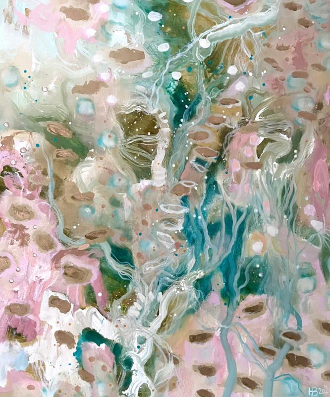 Hanne Bird, From Love - Rakkaudesta, 2025,  10x90cm, sekatekniikka vanerille.