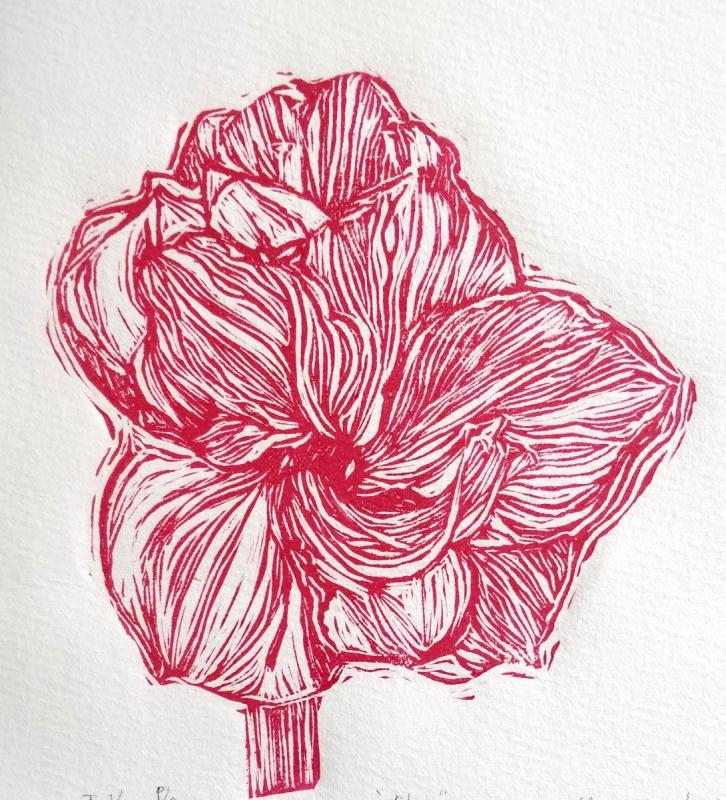 "Flor" print on paper. Linocut