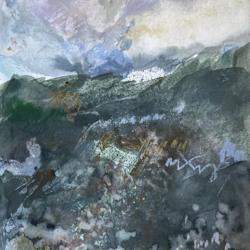 Anni Peltola, Haikea maisema 1, sekatekniikka paperille, 21x15 cm, 2024, kuvaaja Anni Peltola