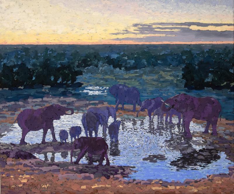 Waterhole I, 58x70cm I, öljy kankaalle, 2024 