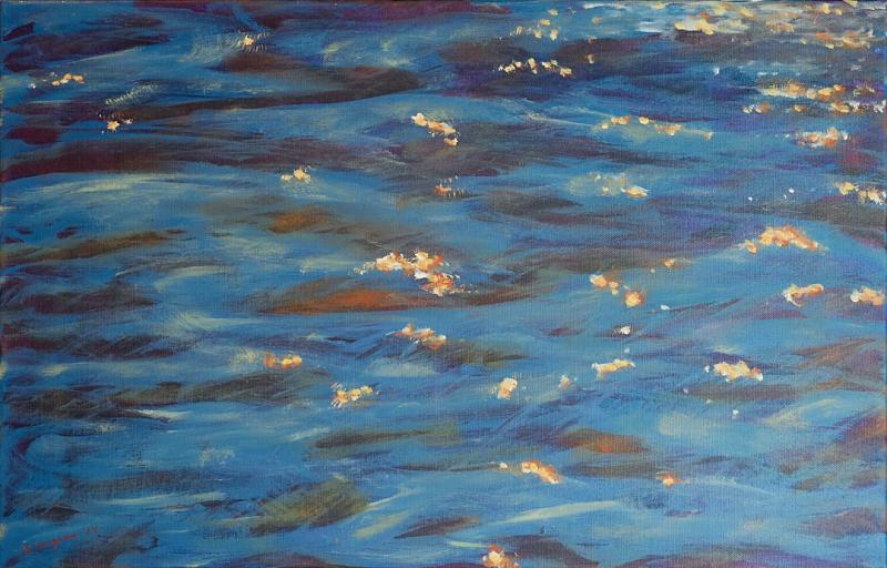 Heidi Krogerus, Blänande Blå/Välke/Glinting Blue, olja på dyk, 55 x 35 cm, 2024, Fotograf Markus Meyer