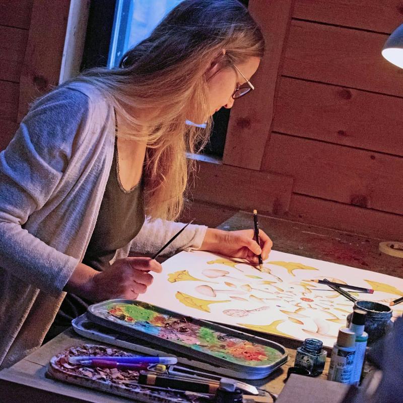 Taiteilija työhuoneessa