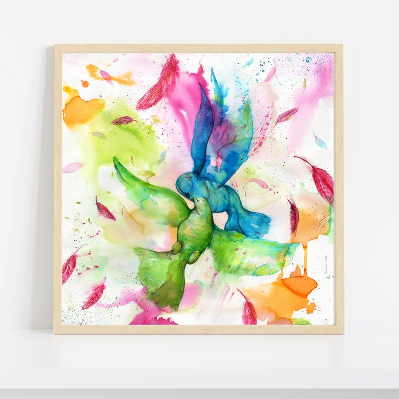 "Colour blast", mixed media on paper, 2022