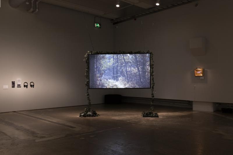 Virtual Lands-projektet som del av installationen Welcome to Uncanny Valley i MoA-utställningen på Finlands fotografiska museum 27.1.–12.3.2023. Ingick installation av ljuslåda, fotografiskt tryck i guldram, skulpturer av återvunnen spelkonsol och kamera.