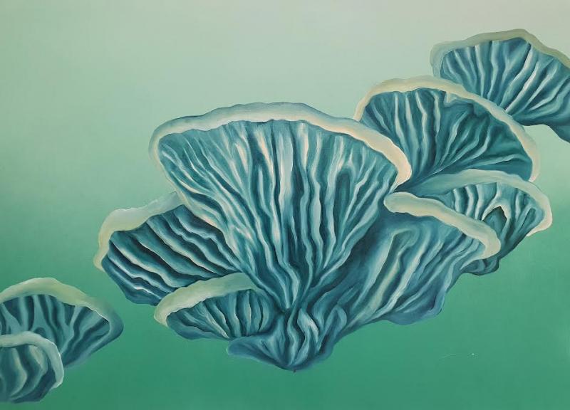 Senni Koskenvesa / Kuolleella puulla / 62x45.5cm /akryyli & öljyväri vanerille /2023