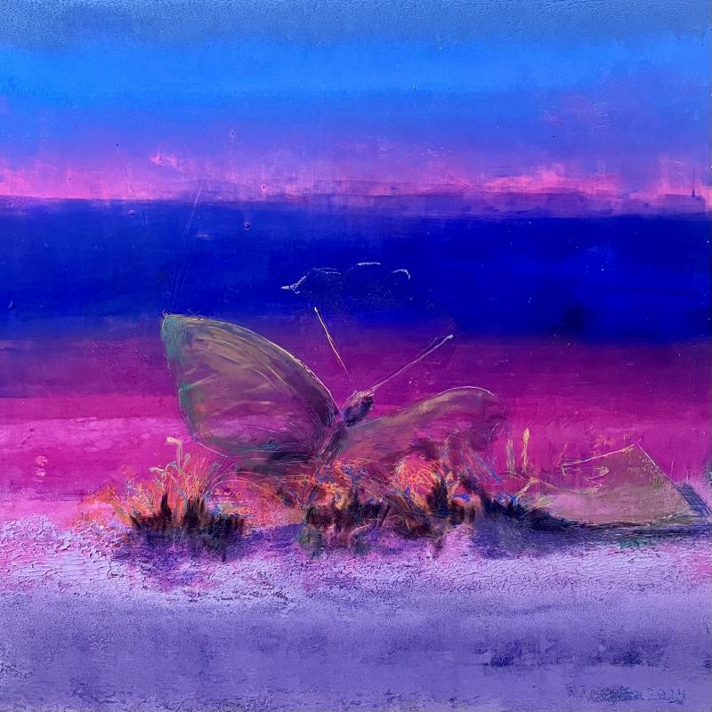 Vicky Maaranen, Majakkasaaren elämää, kylmävaha-öljyvärimaalaus, 60 cm X 60 cm, 2024, kuvaaja Vicky Maaranen 