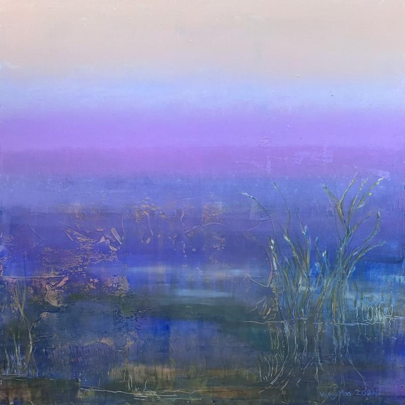 Vicky Maaranen, Aamu majakkasaarella, kylmävaha-öljyvärimaalaus, 60 cm X 60 cm, 2024, kuvaaja Vicky Maaranen 