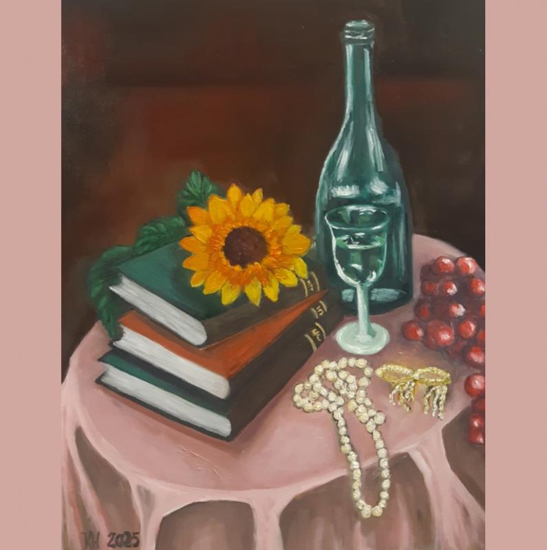 Kirsi Holsti, Asetelma, öljy kankaalle, 40x50, 2025, kuvaaja Kirsi Holsti