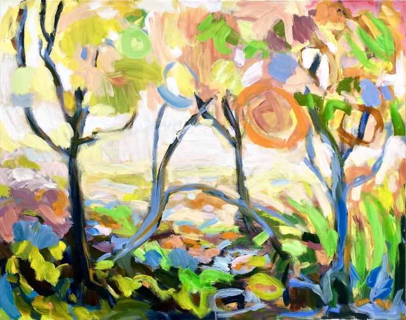 Ekaksi vihreää, akryyli kankaalle, 73x92cm