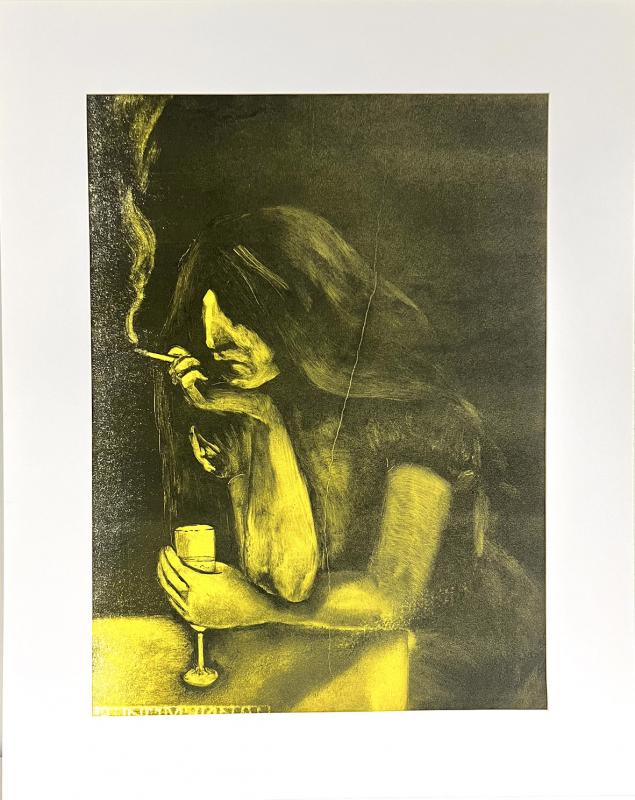 Partygirl, monotypia, 2024, 41x51cm, kehystetty, 2024