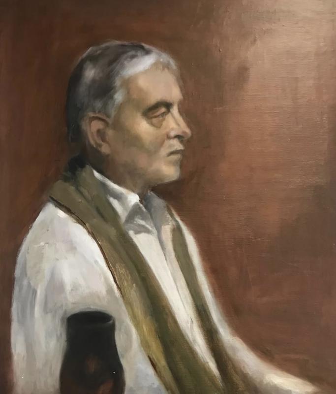 Mies malli II, 60X70cm, öljy kankaalle, v. 2021, Marja  Rosenberg