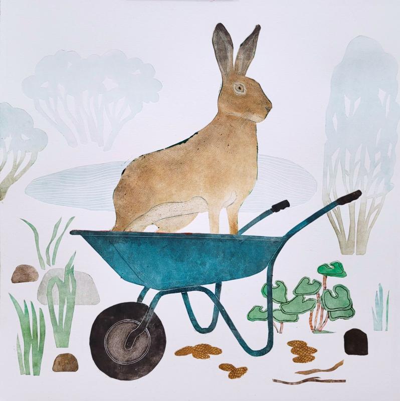 Sanna Seetri / Explore the outdoors / monotypia / 48 x 48cm / 2024 / kuva: Sanna Seetri
