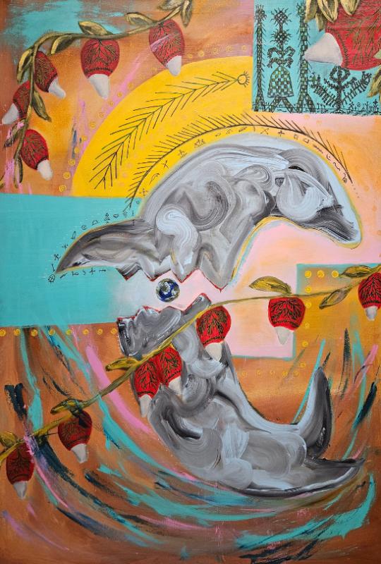 Rinnakkaistodellisuus, 180x130cm, akryyli kankaalle, 2024