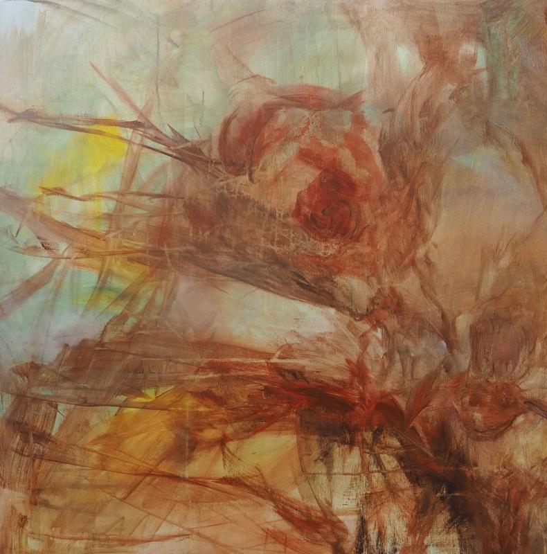Pesäpuu (detalji), 2024, 100 x 140 cm, akryyli kankaalle