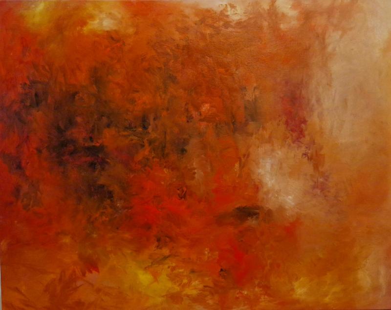 Salaperäinen metsä, 2024, 73 x 92 cm, öljy kankaalle
