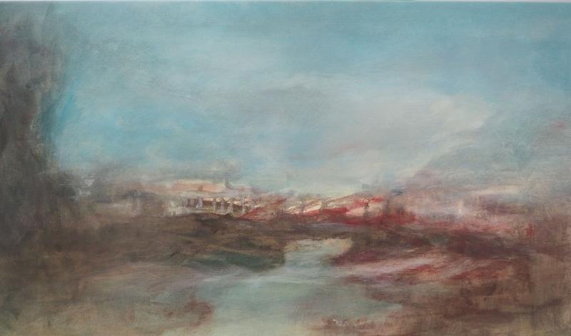 Epilogi, 2024, 43 x 75 cm, akryyli kankaalle