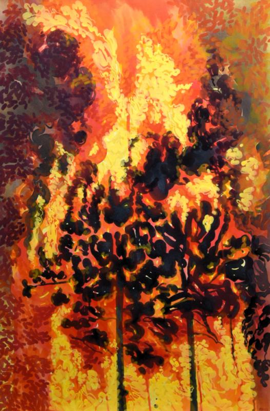 Petra Kaminen Mosher, Charred Wick, acrylic paint on canvas, 120 cm x 80 cm, 2023, Seija Leskelä