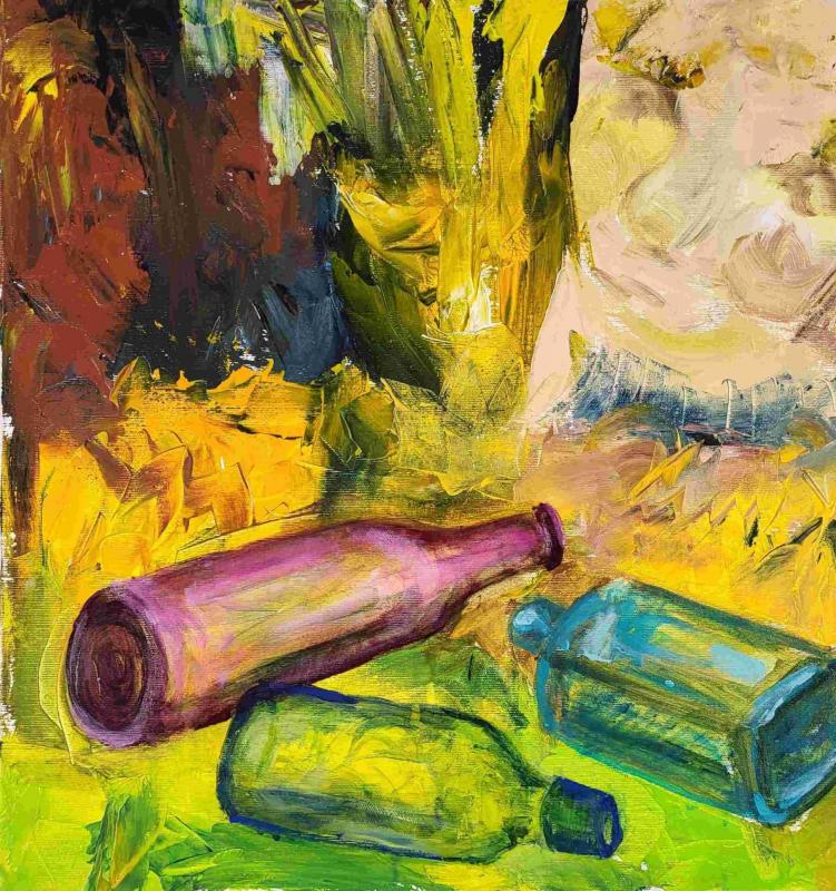 Lea Karvala, " ja meillä oli niin hauskaa;och vi hade så roligt;and we had so much fun" Acryl, 50x50 cm 2024
