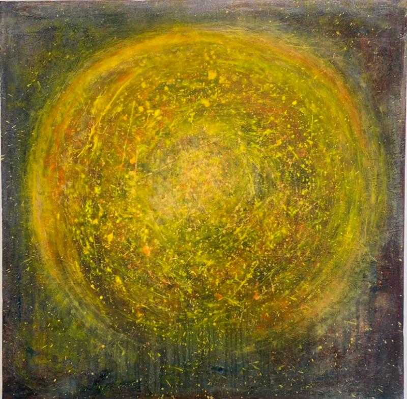 Pia Hinttula, Aurinko, sekatekniikka, 70x70, 2024