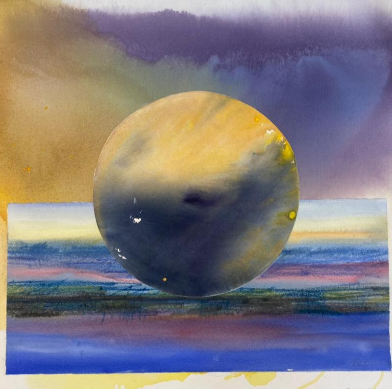 Pikku prinssi, 2024, akvarellikollaasi 70x70