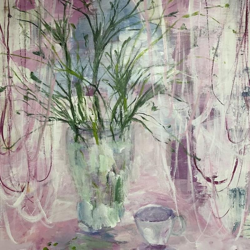 "Ihana fiilis", sekatekniikka kankaalle, 120 cm x 100cm