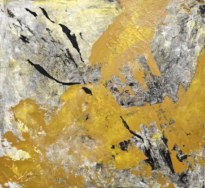 None-24, akryyli- paperikollaasi vanerille 30x30x3 cm