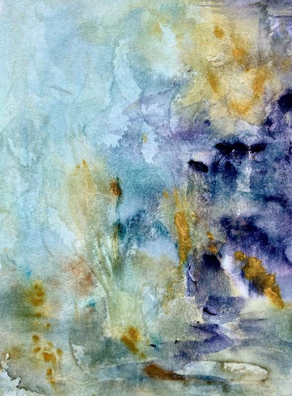 Nocturne, 2024. Watercolor on Faberge. 40x30cm.