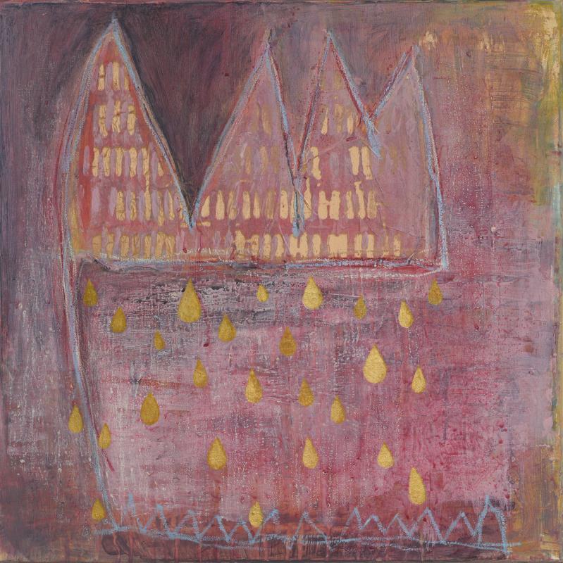 Kuninkaalliset kyyneleet, 2025, sekatekniikka kankaalle 50 x 50 cm