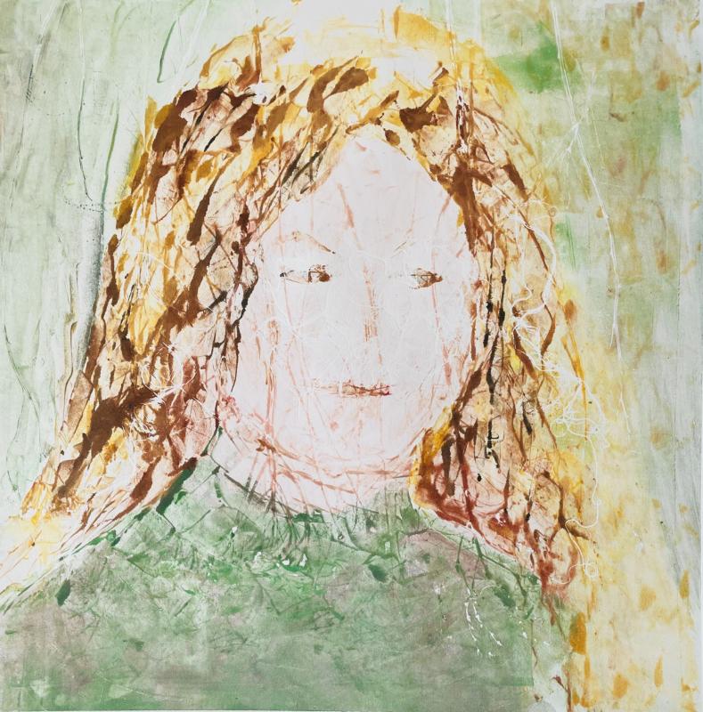 Liisi Myllykangas, Hannah, monotypia, 40 x 40, 2024, Liisi Myllykangas