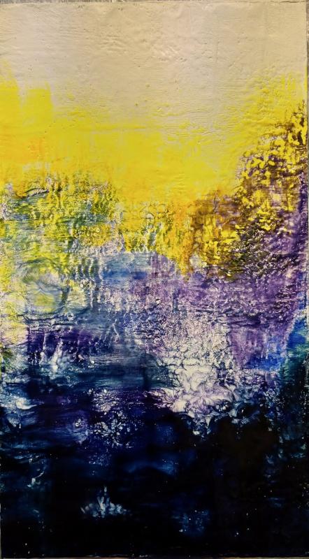 Sari-Aino Tolonen,Alttari, 80x45cm,encaustic vanerille,2025, Kuvaaja Sari-Aino Tolonen