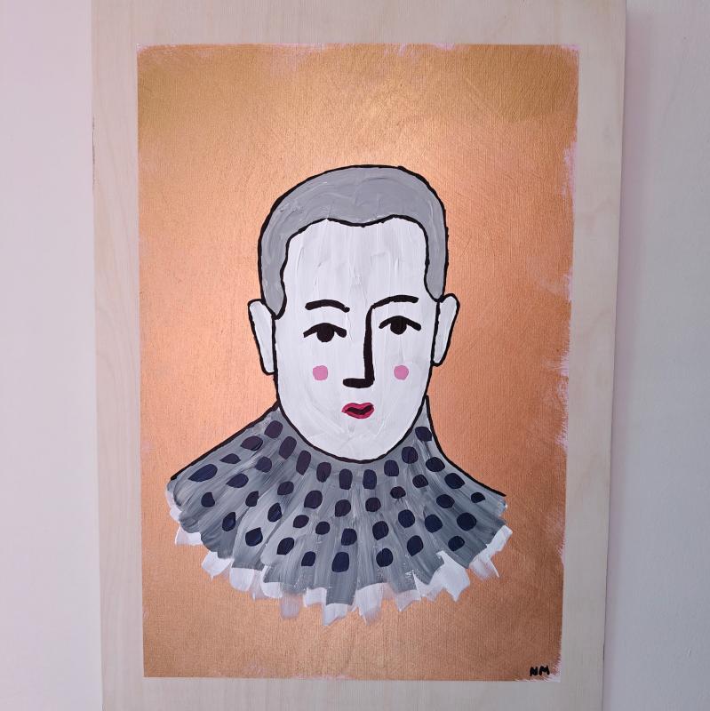 Nina Martikainen, "He Has Kind Eyes", 2025, akryl på björkfaner