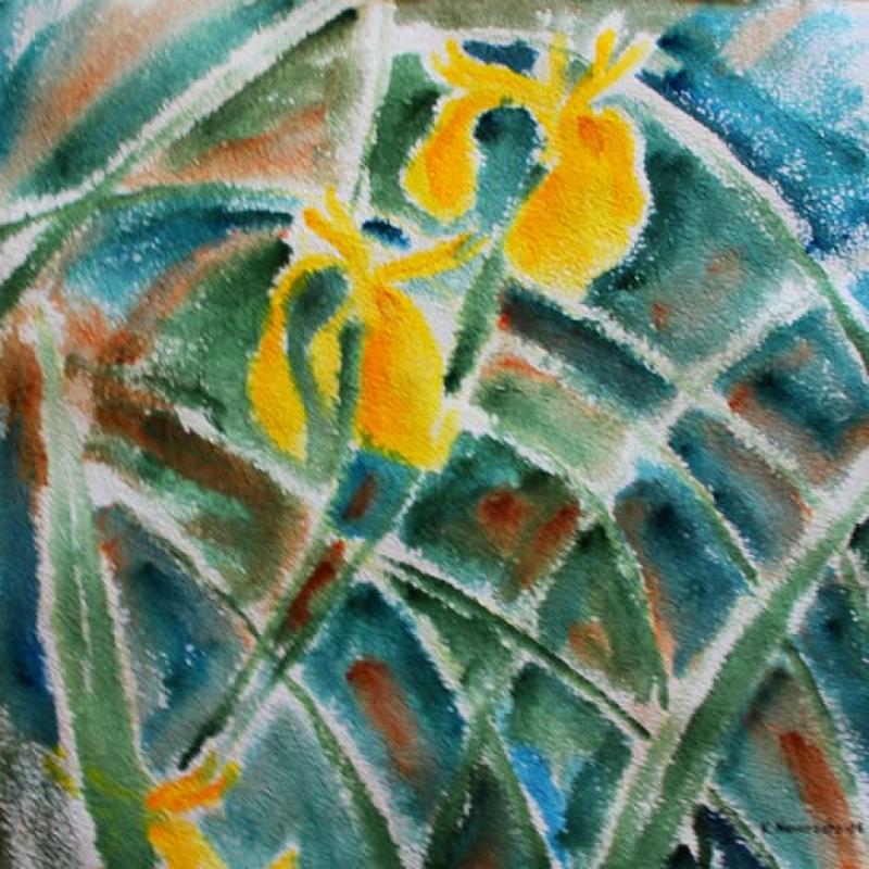 Kurjenmiekka 52x52 akvarelli 2006