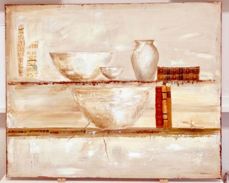 80x100 cm. Akryl, spackel och bokpärmar 