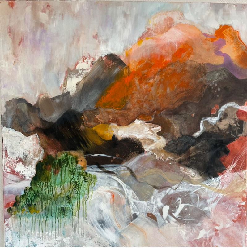 Warm shadows of orange, akryyli 90x90