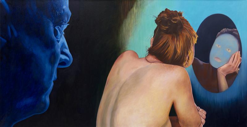 Mikko Ängeslevä / Puolet / öljy kankaalle / 90 x 182 cm / 2025 / kuvaaja: Mikko Ängeslevä