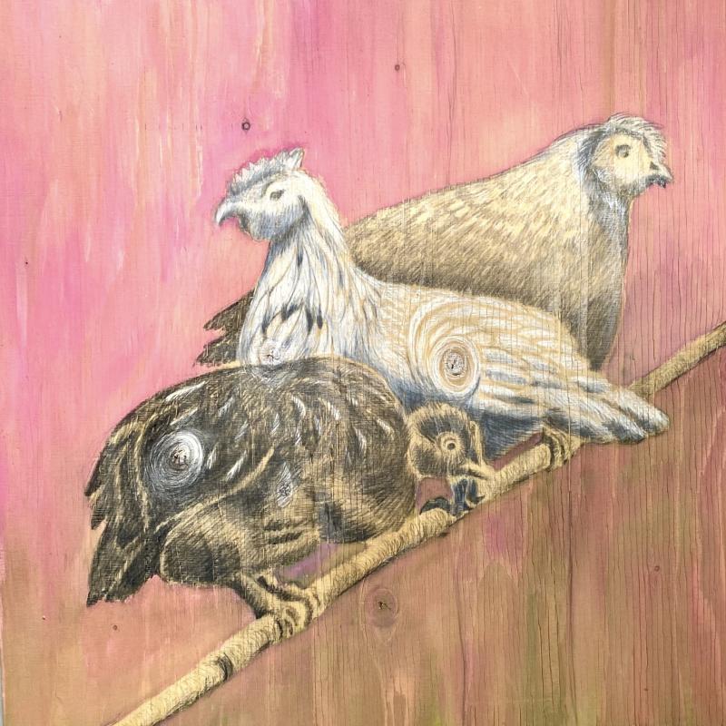 "Rangordning" Blandteknik på faner, 50x50 cm