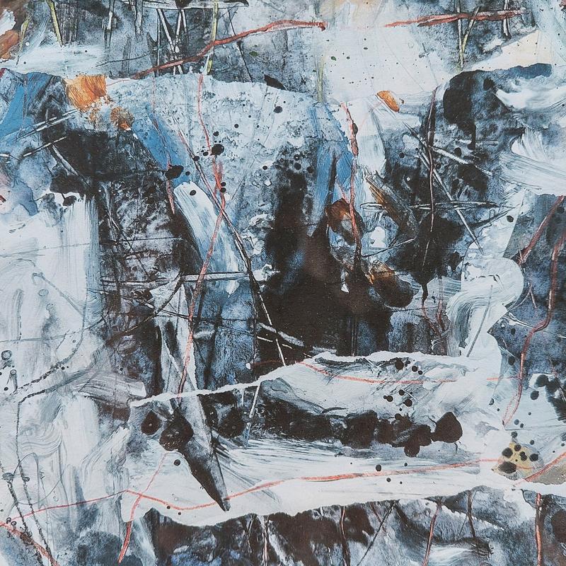 Carola Hägg, Hodgepodge, akryl på papper, inramad 34x34 cm, 2024, fotograf Carola Hägg