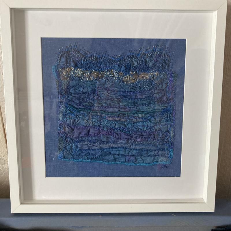 Anna Nilsson, Fria vatten, fritt broderi på silke/linne, 40x40 cm, 2024, eget foto