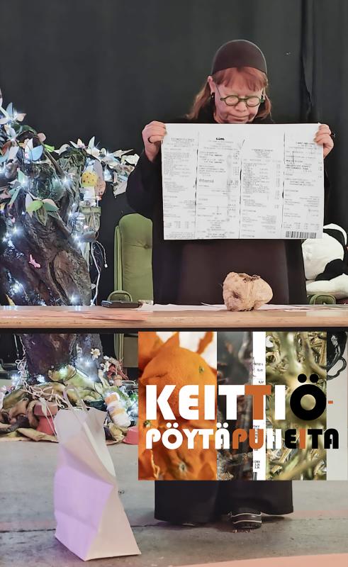 Sirpa Heikkinen: Keittiöpöytäpuheita -performanssi Kuvaajat Eeva-Maria Khazaali/SirpaHeikkinen