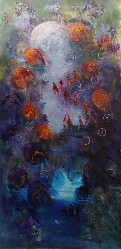Virtojen Vaeltajat, öljy levylle 100x200 cm