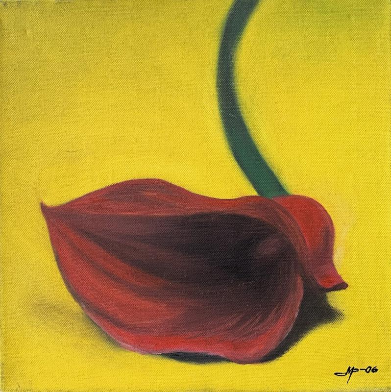 Red, kanvas, öljy, 30x30