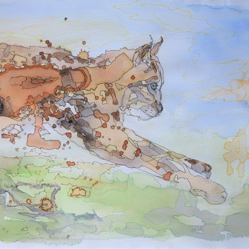 Helena Helisten, Hyppy (osa teoksesta), muste paperille, 60 x 170 cm, 2019