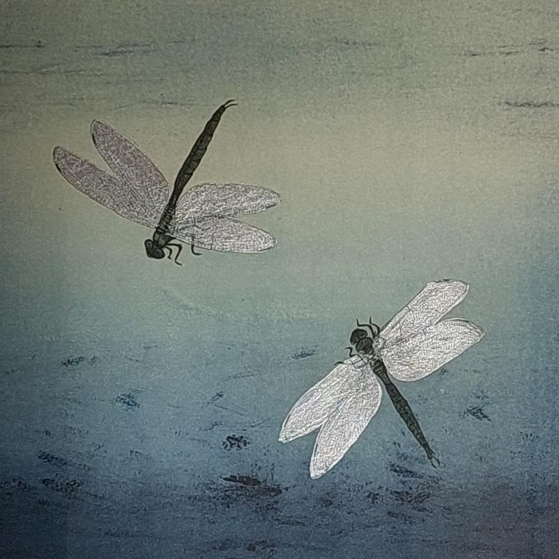 Susanna Suikkari, Sadetanssi/Regndans/ Rain dance/2023, etsaus, akvatinta, väritelaus, lyöntimetalli, 
etching, aquatint, roller technique, silverfoil ,46x42