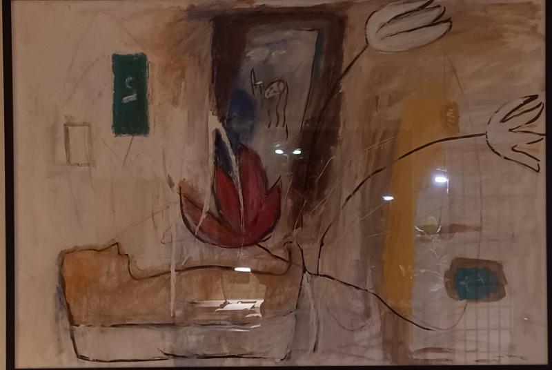 Suvi Laine-Karsten  Salattu tulevaisuus vv.2022,sekatekniikka, kehystetty  70x100cm ,kuvaus tekijä itse
