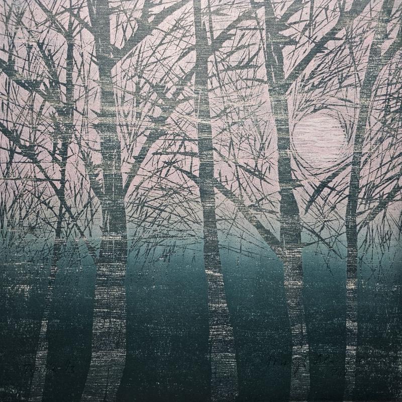 Merja Ala-Olla, Kuulas syysaamu, puupiirros, 30 x 30, 2023