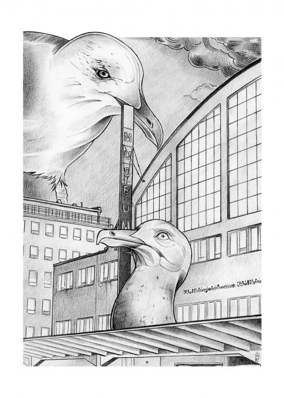 Ham museum, drawing,  pencil on paper, 21x29,7cm