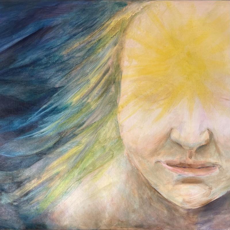 Anna-Maria Sinisalo, Syvyydestä yhteyteen, Pigmentti ja öljyväri kankaalle, 68 x 85 cm, 2024, kuvaaja: Anna-Maria Sinisalo